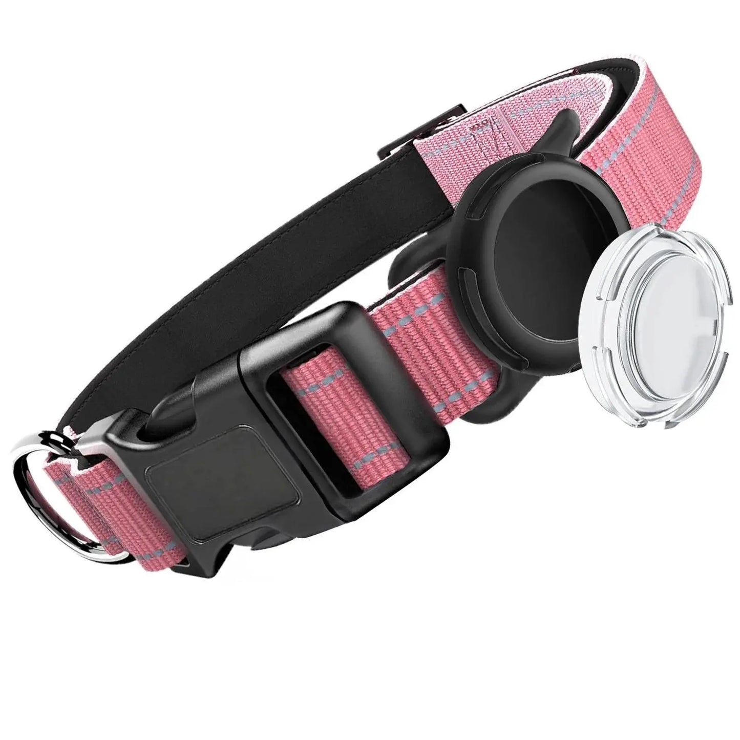 Premium Waterproof Dog Collar with Airtag Compatibility, Reflective Soft Padding, and Adjustable Safety Case for Large Breeds