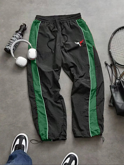 Men's Lightweight Casual Sporty Long Pants with Elastic Cuffs and Fashionable Print, Ideal for Everyday Wear