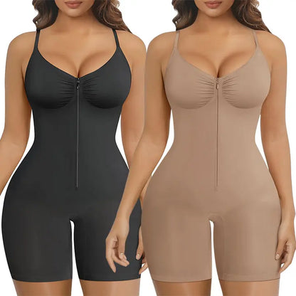 SHAPERX Women's Tummy Control Bodysuit with Zip Closure, Ultra-Stretch Fabric, Adjustable Fit, and Breathable Mesh for Superior Comfort