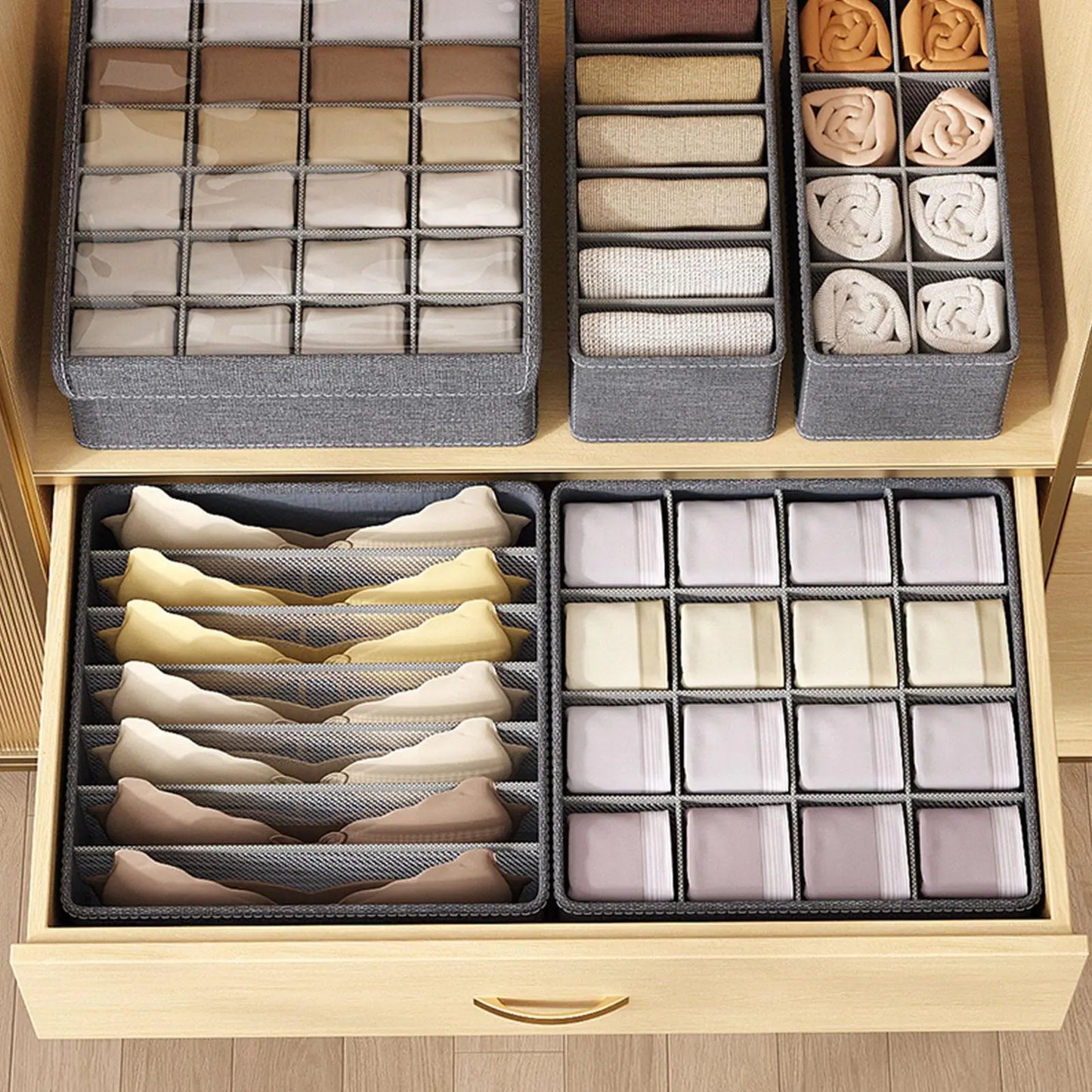Socks and Underwear Storage Organizer Box with Multi-Grid Design for Optimal Clothing Organization