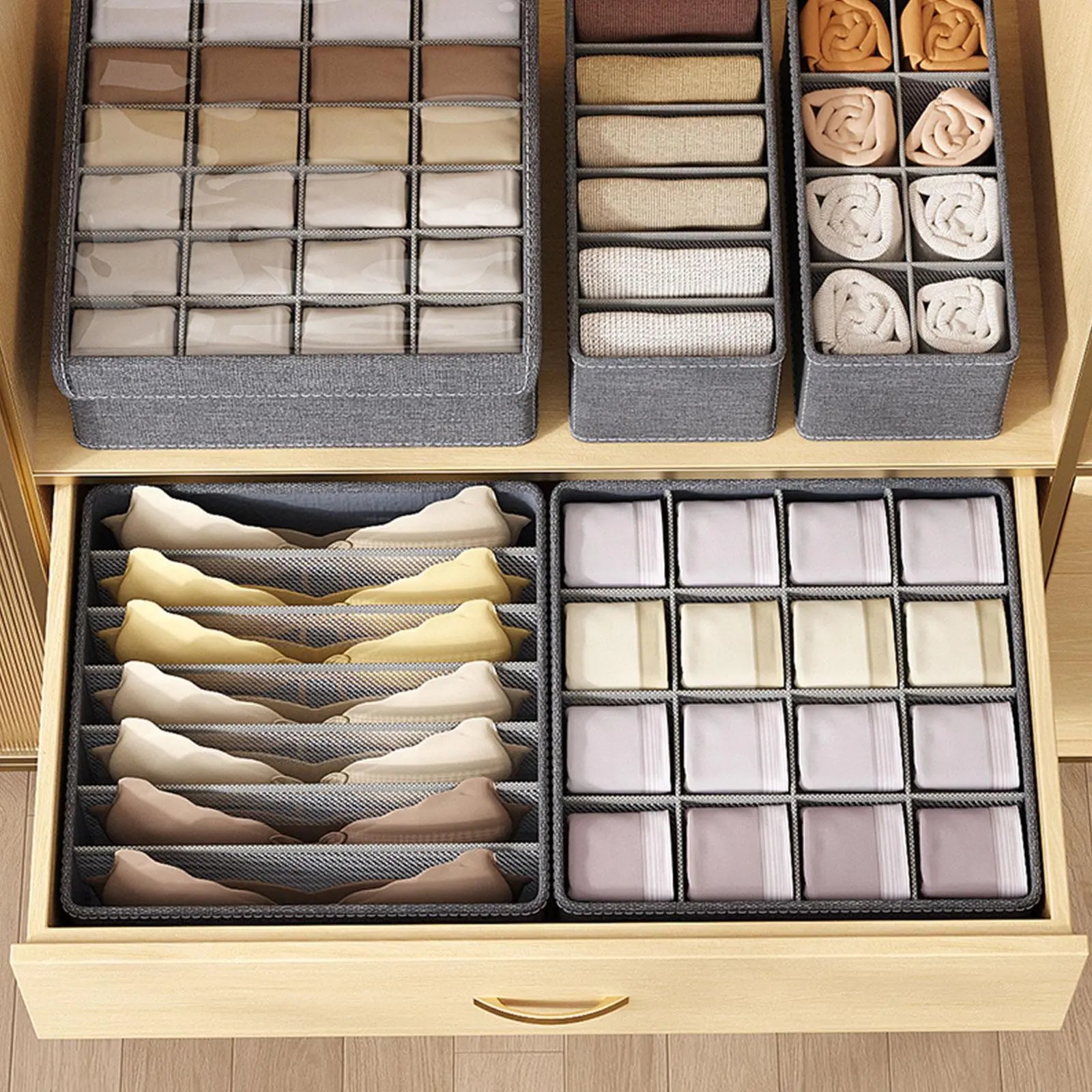 Socks and Underwear Storage Organizer Box with Multi-Grid Design for Optimal Clothing Organization