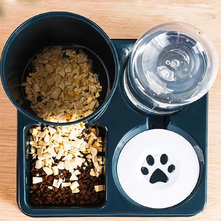 Automatic Dual-Incline Pet Food and Water Dispenser for Indoor Use