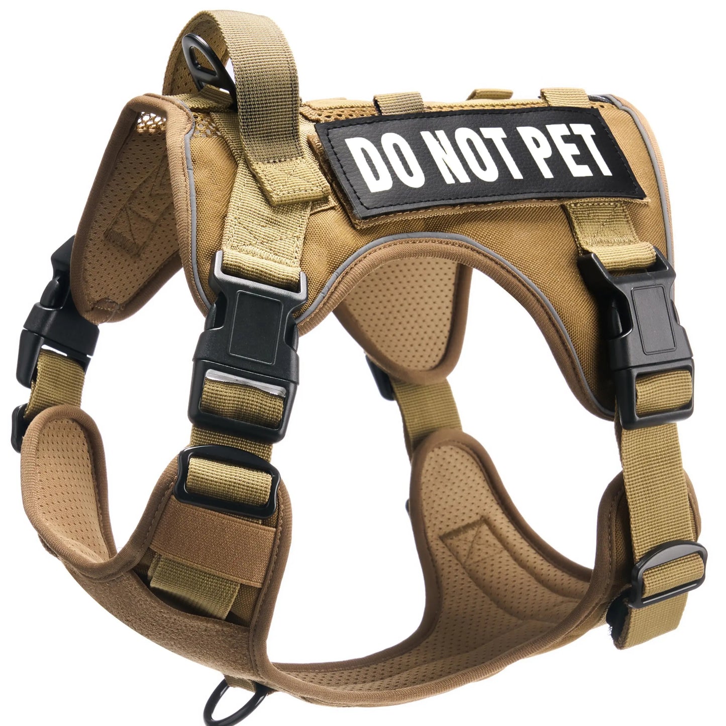 Tactical No-Pull Harness for Dogs and Cats - Breathable Molle Vest with Reflective "Do Not Pet" Patches for Training, Walking, and Hunting