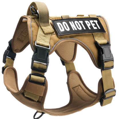 Tactical No-Pull Harness for Dogs and Cats - Breathable Molle Vest with Reflective "Do Not Pet" Patches for Training, Walking, and Hunting