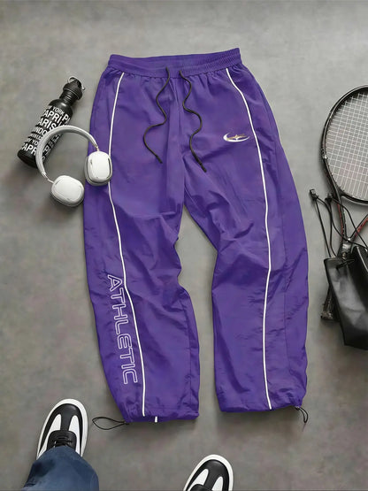 Men's Lightweight Casual Sporty Long Pants with Elastic Cuffs and Fashionable Print, Ideal for Everyday Wear