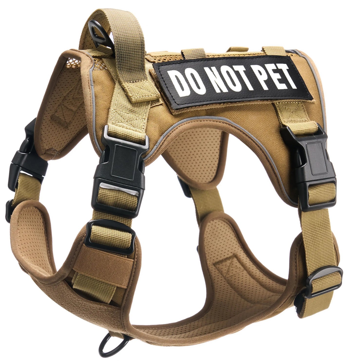 Tactical No-Pull Harness for Dogs and Cats - Breathable Molle Vest with Reflective "Do Not Pet" Patches for Training, Walking, and Hunting