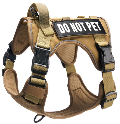 Tactical No-Pull Harness for Dogs and Cats - Breathable Molle Vest with Reflective "Do Not Pet" Patches for Training, Walking, and Hunting