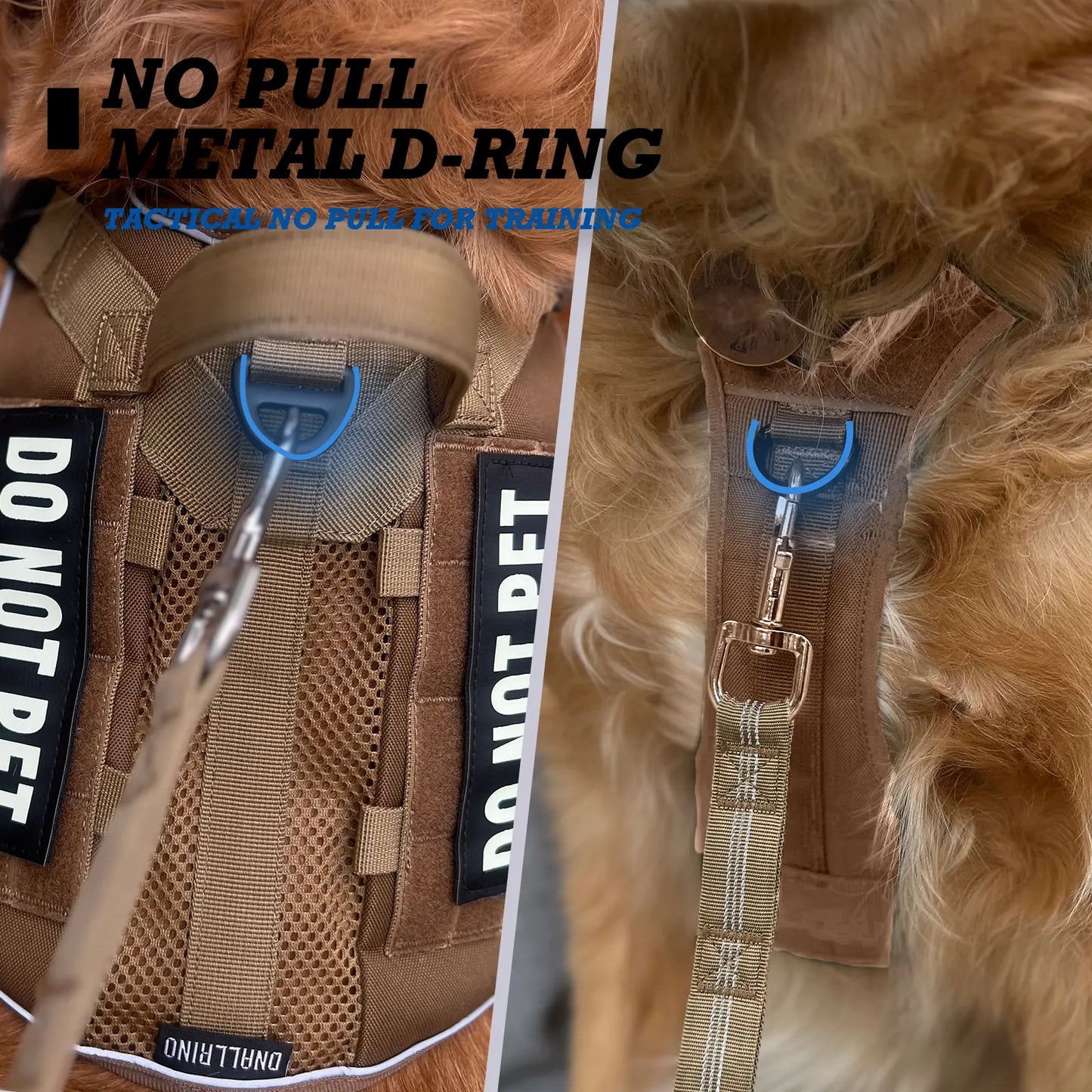 Tactical No-Pull Harness for Dogs and Cats - Breathable Molle Vest with Reflective "Do Not Pet" Patches for Training, Walking, and Hunting