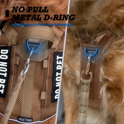 Tactical No-Pull Harness for Dogs and Cats - Breathable Molle Vest with Reflective "Do Not Pet" Patches for Training, Walking, and Hunting
