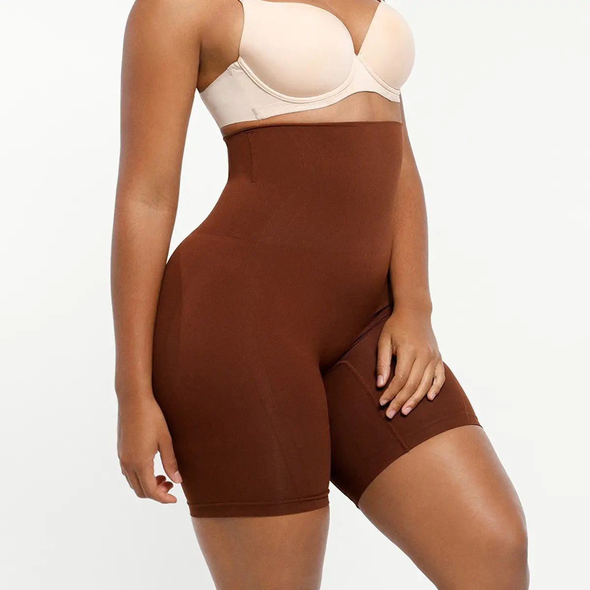 Shapellx Women's High-Waisted Seamless Sculpting Shorts with Tummy Control and Thigh Slimming Features