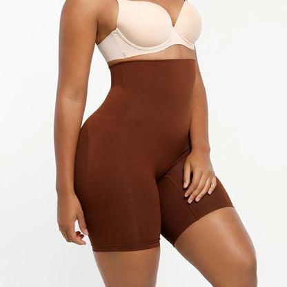 Shapellx Women's High-Waisted Seamless Sculpting Shorts with Tummy Control and Thigh Slimming Features