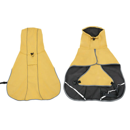 Medium Waterproof Dog Raincoat - Adjustable Lightweight Poncho with Soft Lining for Medium to Large Dogs in Yellow