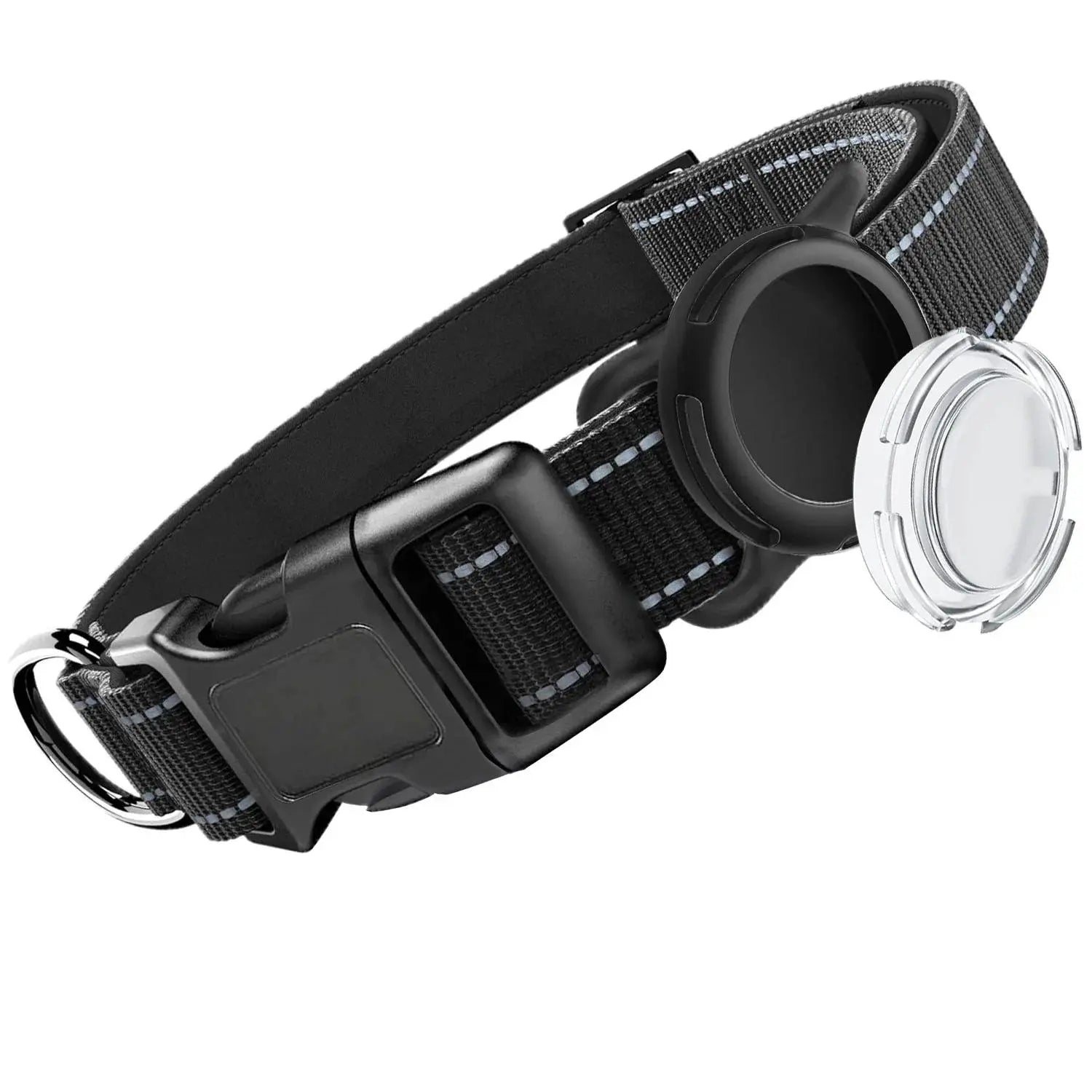 Premium Waterproof Dog Collar with Airtag Compatibility, Reflective Soft Padding, and Adjustable Safety Case for Large Breeds