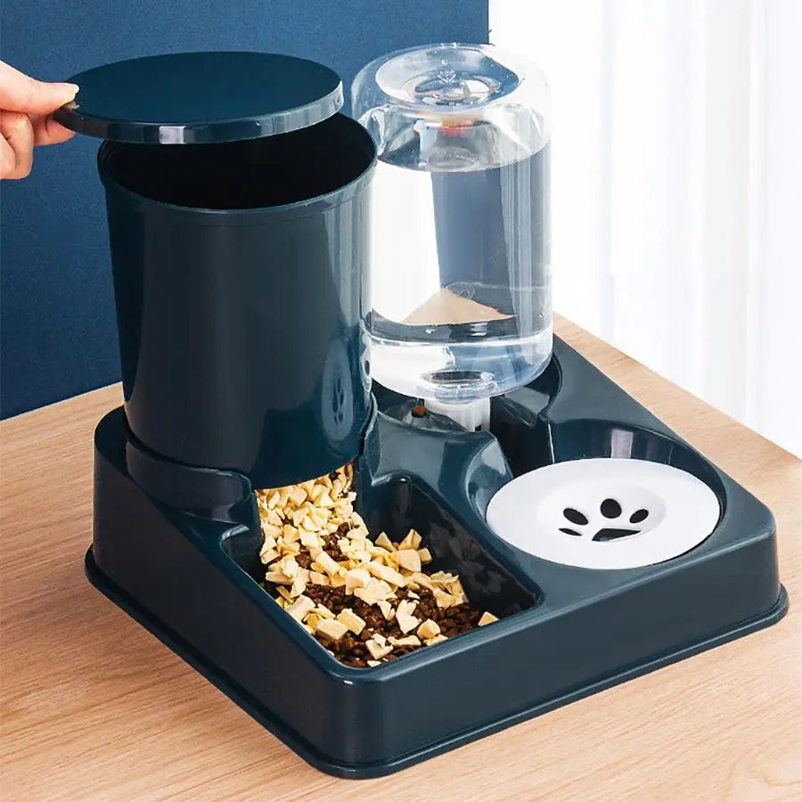 Automatic Dual-Incline Pet Food and Water Dispenser for Indoor Use