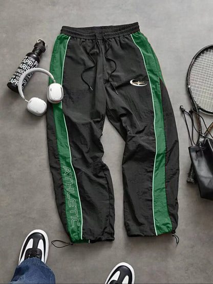 Men's Lightweight Casual Sporty Long Pants with Elastic Cuffs and Fashionable Print, Ideal for Everyday Wear