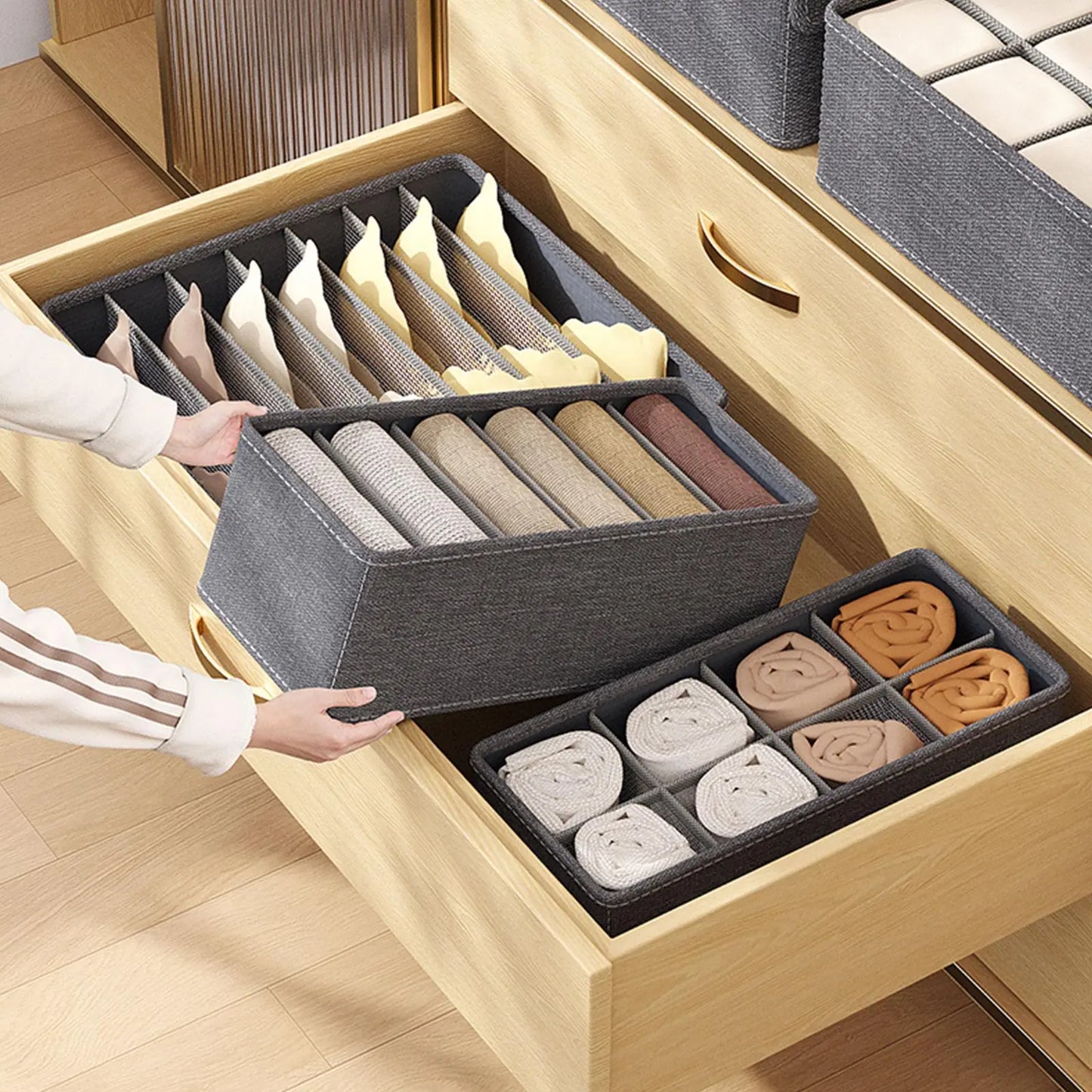 Socks and Underwear Storage Organizer Box with Multi-Grid Design for Optimal Clothing Organization