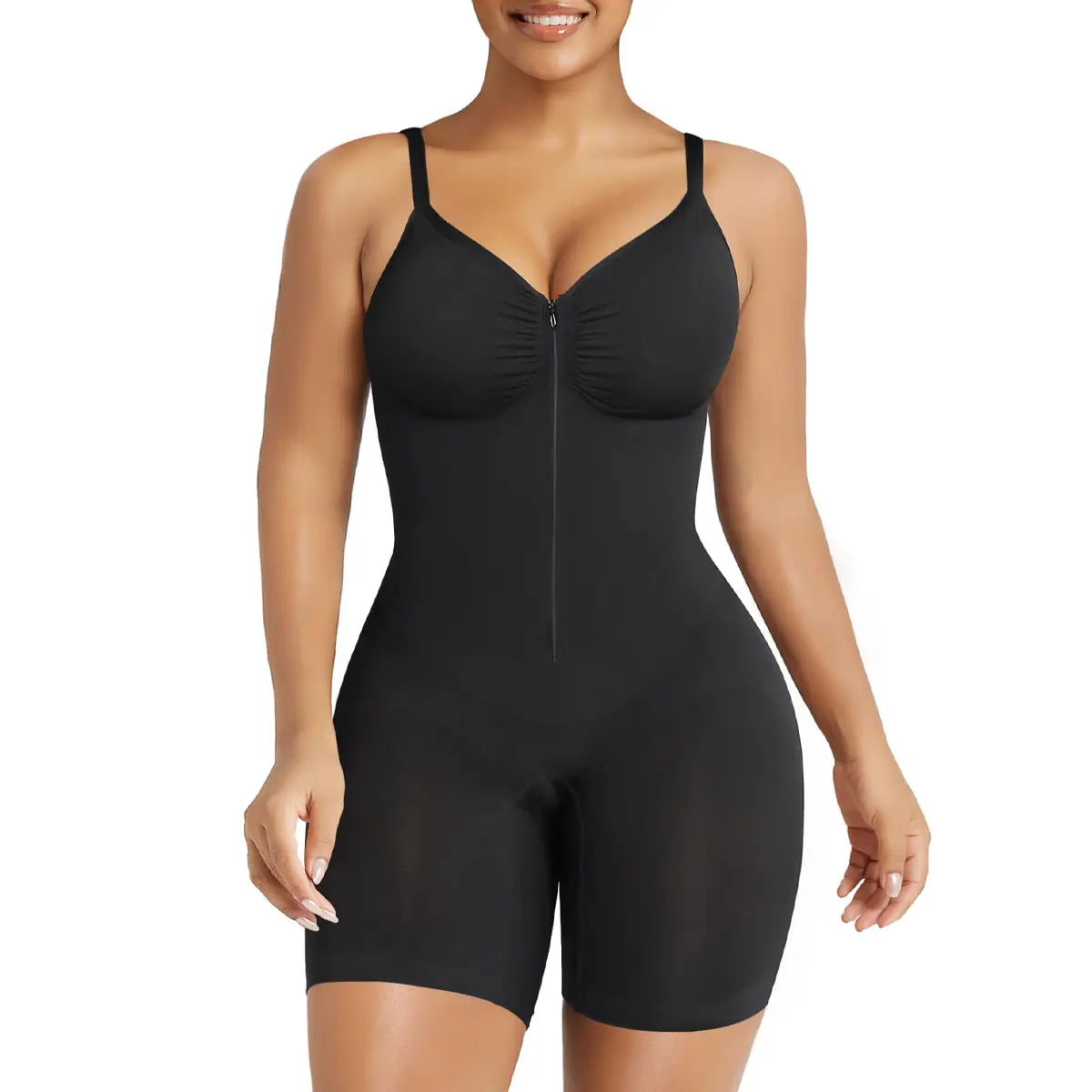 SHAPERX Women's Tummy Control Bodysuit with Zip Closure, Ultra-Stretch Fabric, Adjustable Fit, and Breathable Mesh for Superior Comfort