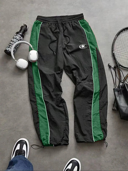 Men's Lightweight Casual Sporty Long Pants with Elastic Cuffs and Fashionable Print, Ideal for Everyday Wear
