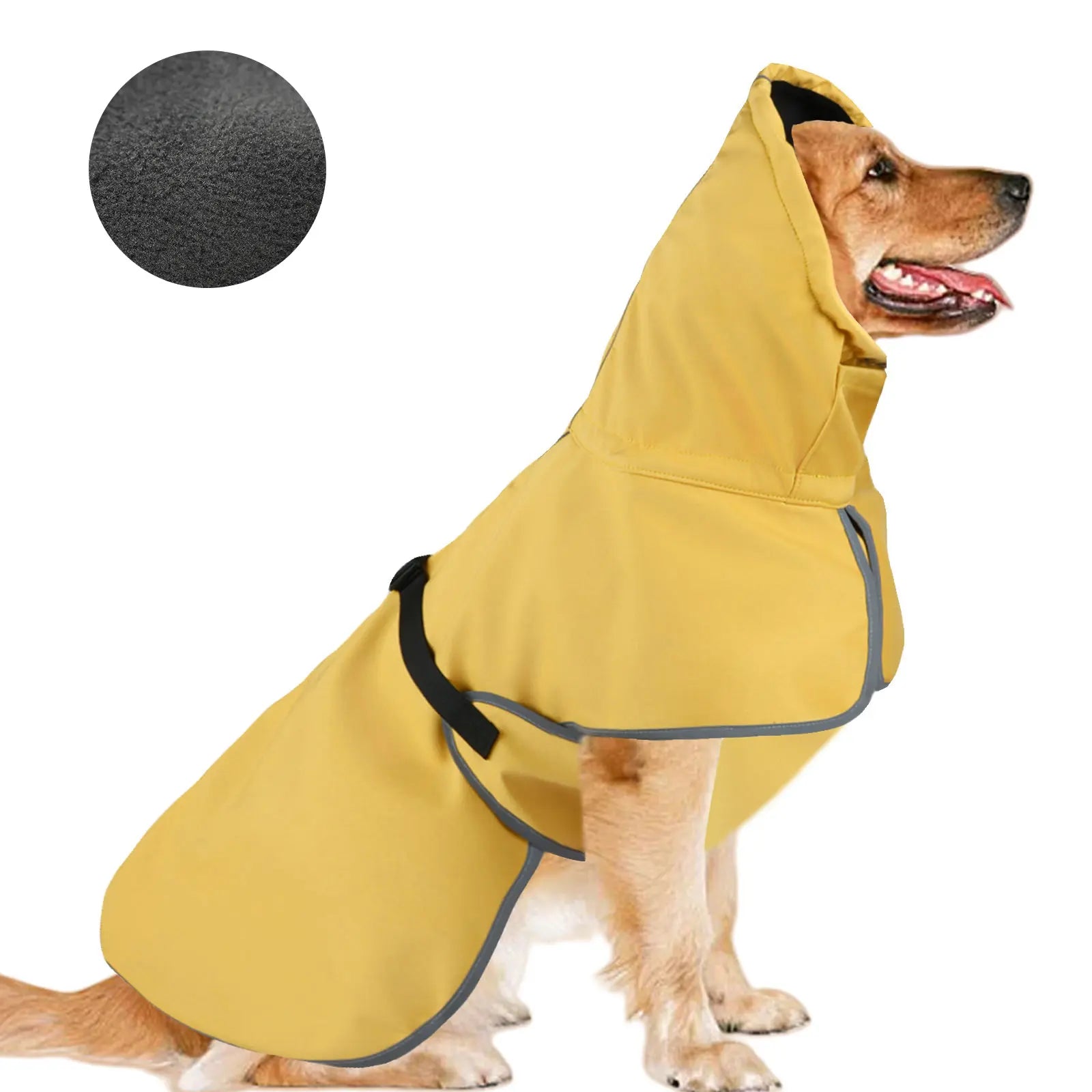Medium Waterproof Dog Raincoat - Adjustable Lightweight Poncho with Soft Lining for Medium to Large Dogs in Yellow