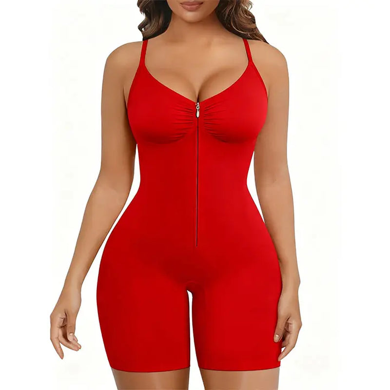 SHAPERX Women's Tummy Control Bodysuit with Zip Closure, Ultra-Stretch Fabric, Adjustable Fit, and Breathable Mesh for Superior Comfort