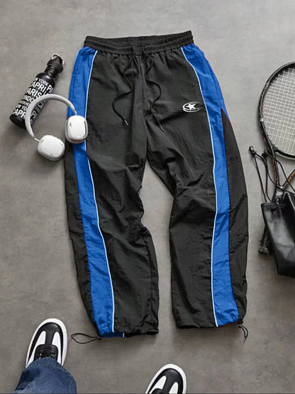 Men's Lightweight Casual Sporty Long Pants with Elastic Cuffs and Fashionable Print, Ideal for Everyday Wear