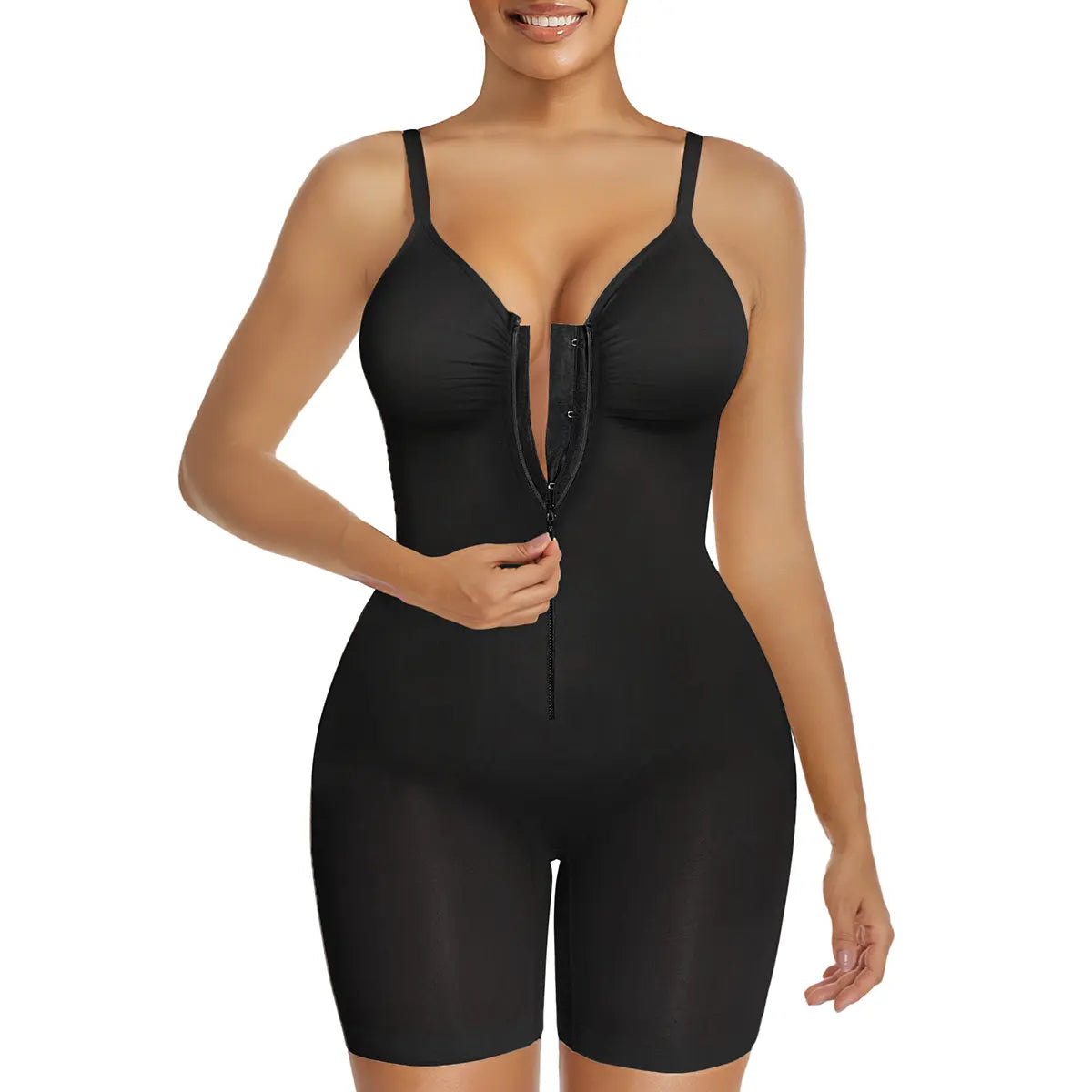 SHAPERX Women's Tummy Control Bodysuit with Zip Closure, Ultra-Stretch Fabric, Adjustable Fit, and Breathable Mesh for Superior Comfort