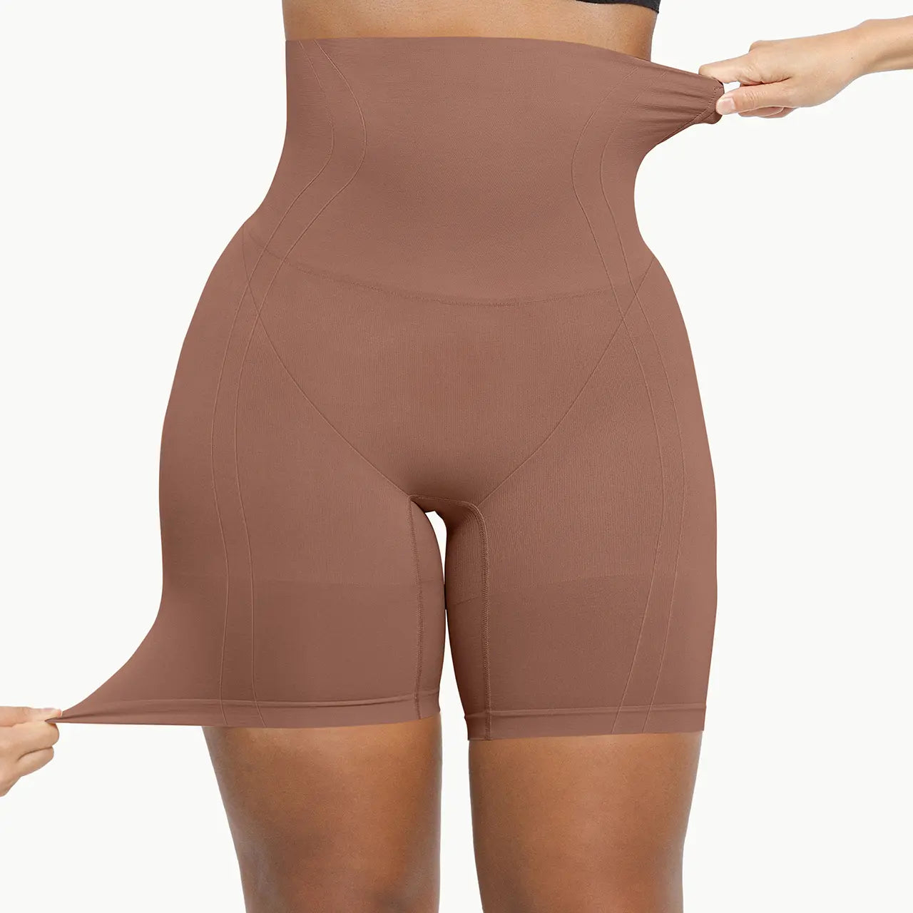 Shapellx Women's High-Waisted Seamless Sculpting Shorts with Tummy Control and Thigh Slimming Features