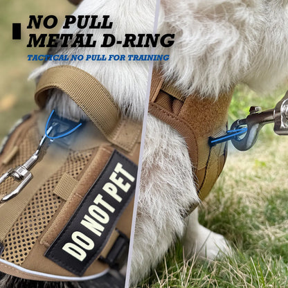 Tactical No-Pull Harness for Dogs and Cats - Breathable Molle Vest with Reflective "Do Not Pet" Patches for Training, Walking, and Hunting
