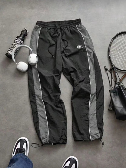 Men's Lightweight Casual Sporty Long Pants with Elastic Cuffs and Fashionable Print, Ideal for Everyday Wear