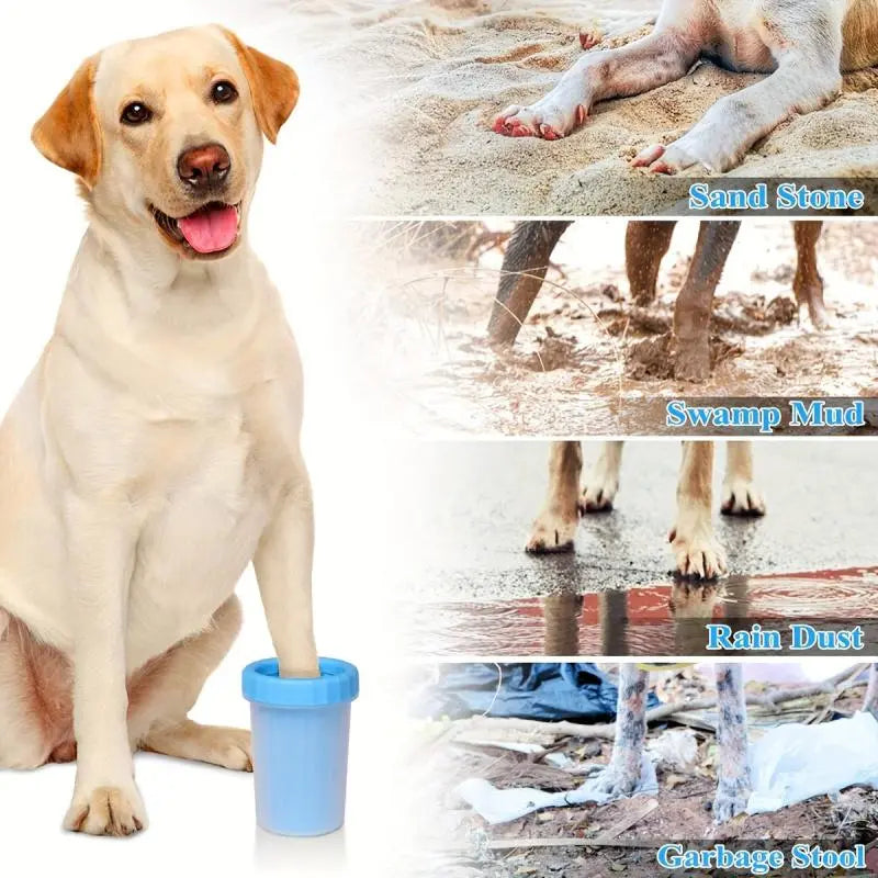 Portable Pet Foot Cleaning Cup with Massage Brush - Rotating Grooming Tool for Dogs and Cats