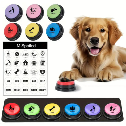 6 Recordable Pet Communication Buttons for Dogs and Cats - Interactive Voice Recording Device for Enhanced Pet Interaction, Battery-Free Design