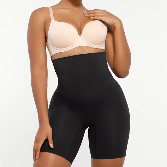 Shapellx Women's High-Waisted Seamless Sculpting Shorts with Tummy Control and Thigh Slimming Features