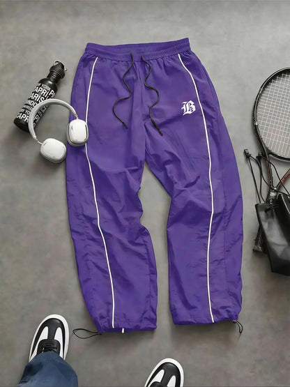 Men's Lightweight Casual Sporty Long Pants with Elastic Cuffs and Fashionable Print, Ideal for Everyday Wear