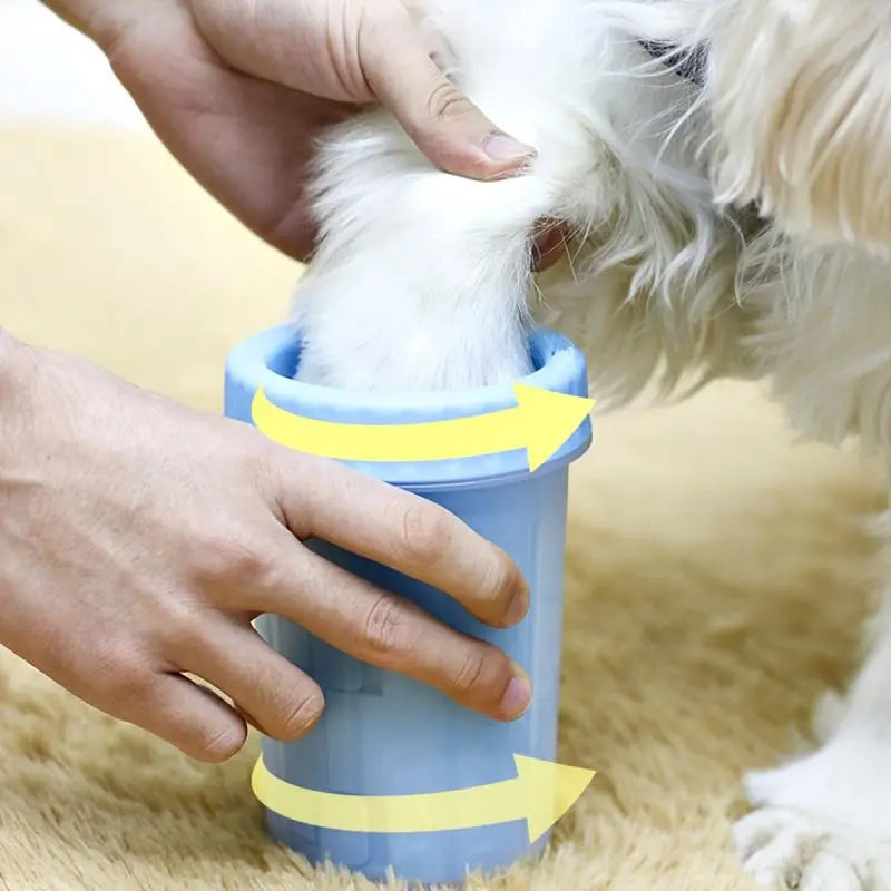 Portable Pet Foot Cleaning Cup with Massage Brush - Rotating Grooming Tool for Dogs and Cats