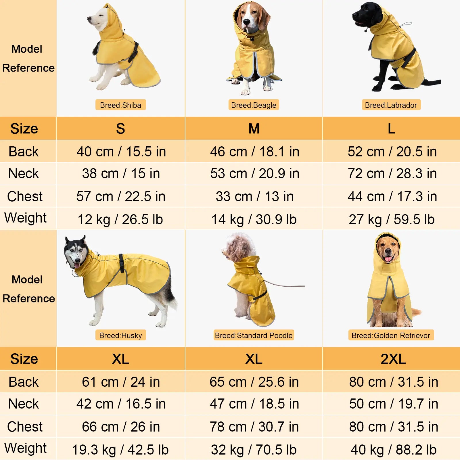 Medium Waterproof Dog Raincoat - Adjustable Lightweight Poncho with Soft Lining for Medium to Large Dogs in Yellow