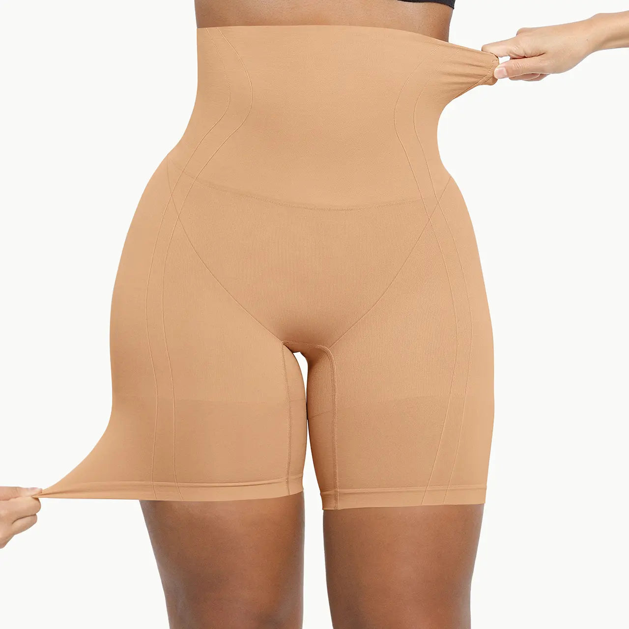 Shapellx Women's High-Waisted Seamless Sculpting Shorts with Tummy Control and Thigh Slimming Features