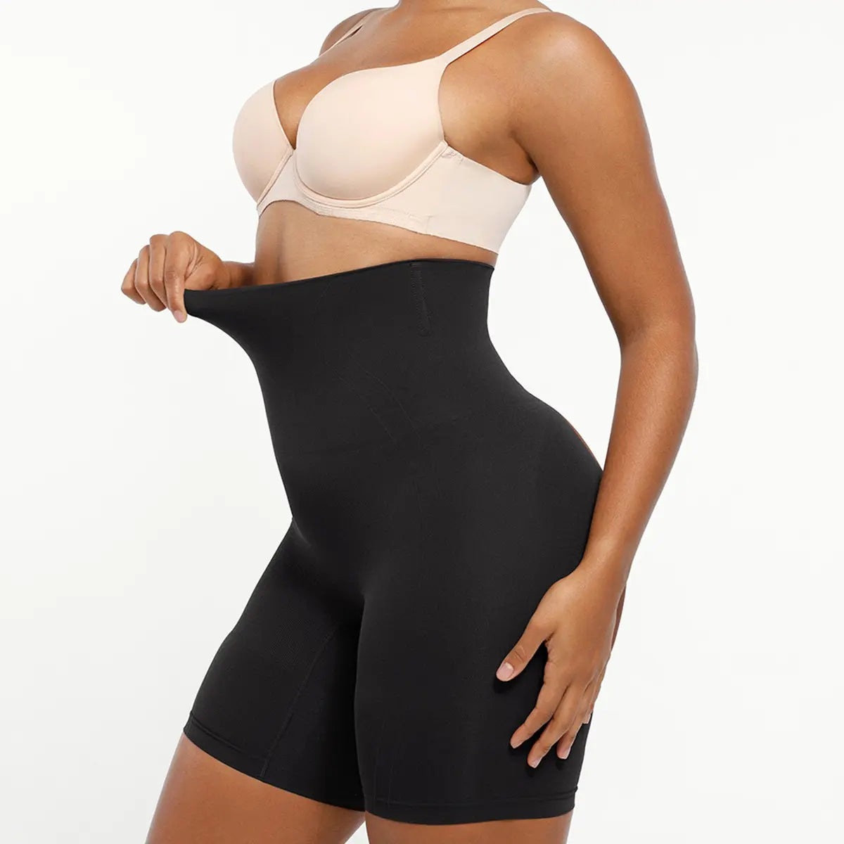 Shapellx Women's High-Waisted Seamless Sculpting Shorts with Tummy Control and Thigh Slimming Features