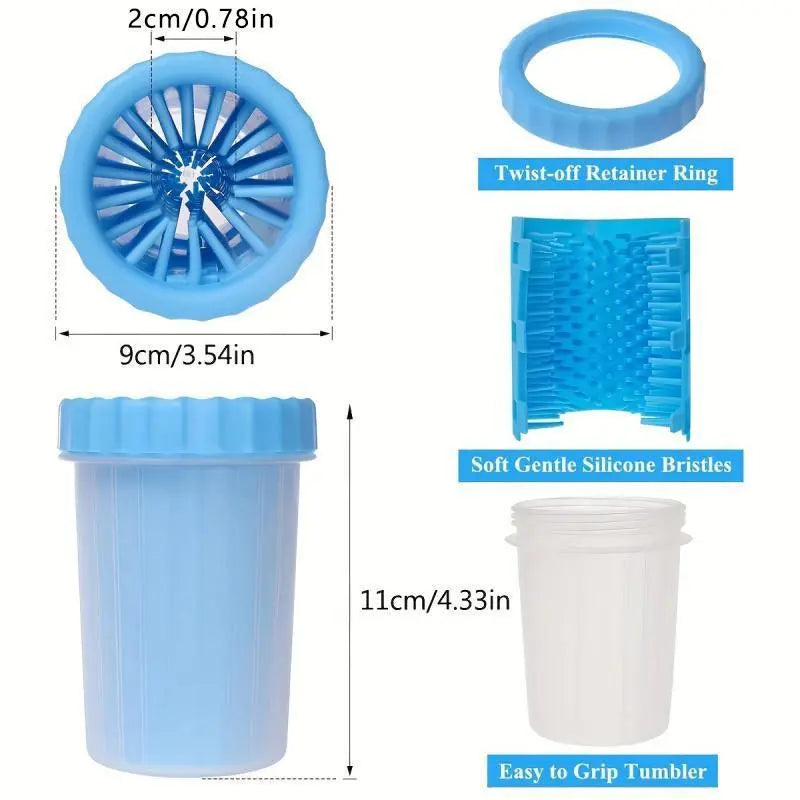 Portable Pet Foot Cleaning Cup with Massage Brush - Rotating Grooming Tool for Dogs and Cats