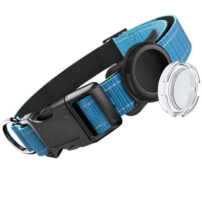 Premium Waterproof Dog Collar with Airtag Compatibility, Reflective Soft Padding, and Adjustable Safety Case for Large Breeds