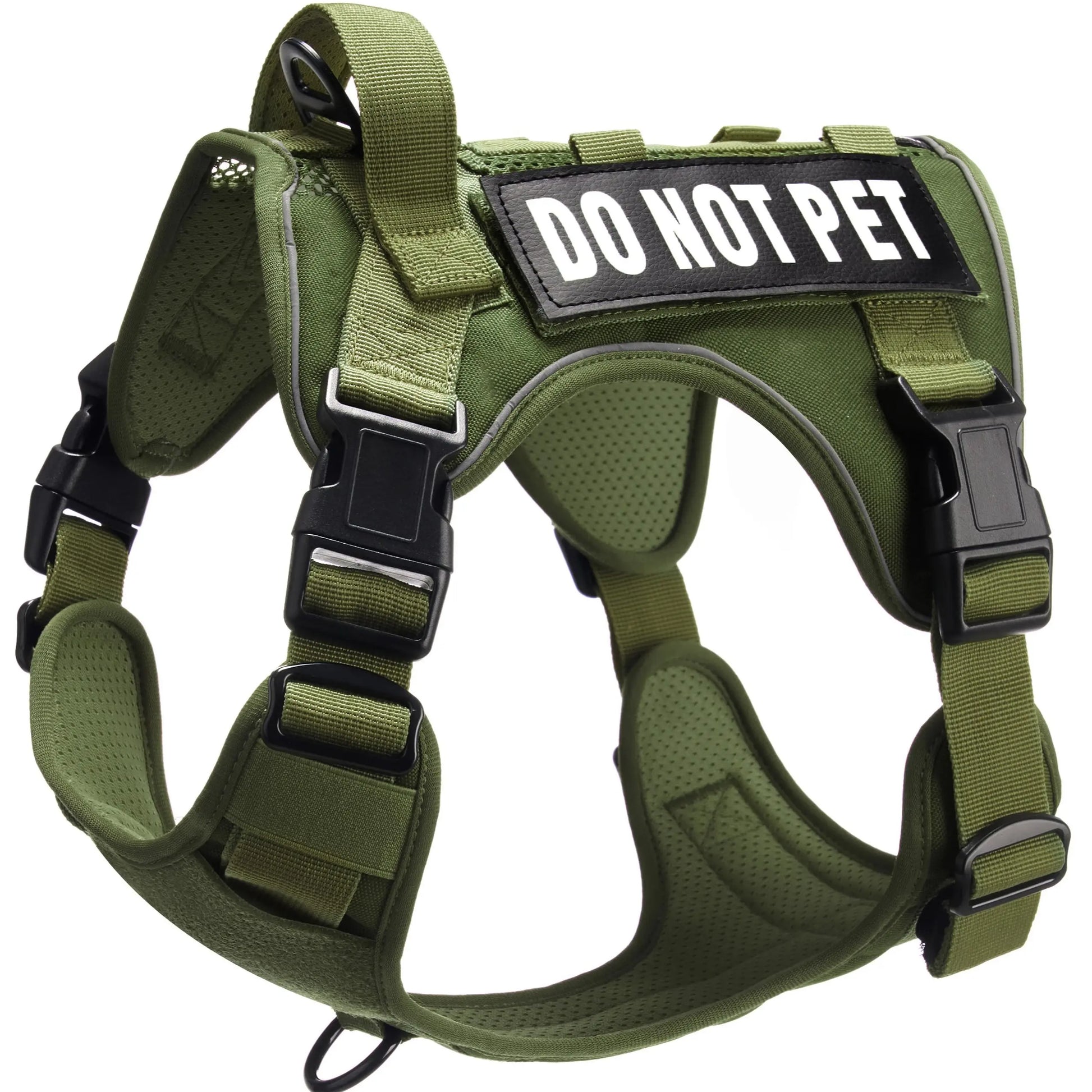 Tactical No-Pull Harness for Dogs and Cats - Breathable Molle Vest with Reflective "Do Not Pet" Patches for Training, Walking, and Hunting