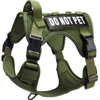 Tactical No-Pull Harness for Dogs and Cats - Breathable Molle Vest with Reflective "Do Not Pet" Patches for Training, Walking, and Hunting