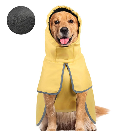 Medium Waterproof Dog Raincoat - Adjustable Lightweight Poncho with Soft Lining for Medium to Large Dogs in Yellow