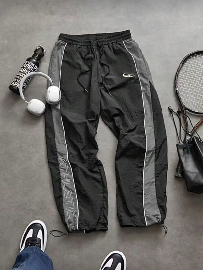 Men's Lightweight Casual Sporty Long Pants with Elastic Cuffs and Fashionable Print, Ideal for Everyday Wear