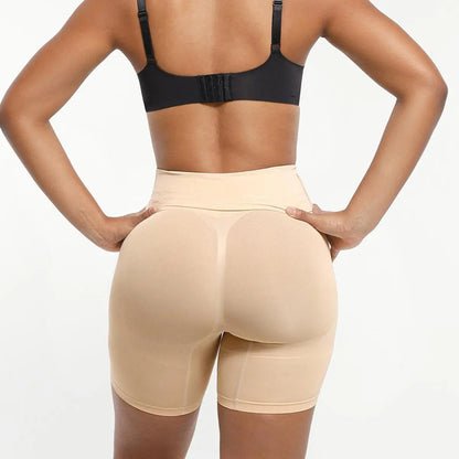 Shapellx Women's High-Waisted Seamless Sculpting Shorts with Tummy Control and Thigh Slimming Features