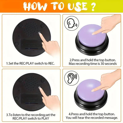 6 Recordable Pet Communication Buttons for Dogs and Cats - Interactive Voice Recording Device for Enhanced Pet Interaction, Battery-Free Design