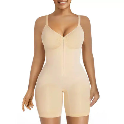 SHAPERX Women's Tummy Control Bodysuit with Zip Closure, Ultra-Stretch Fabric, Adjustable Fit, and Breathable Mesh for Superior Comfort