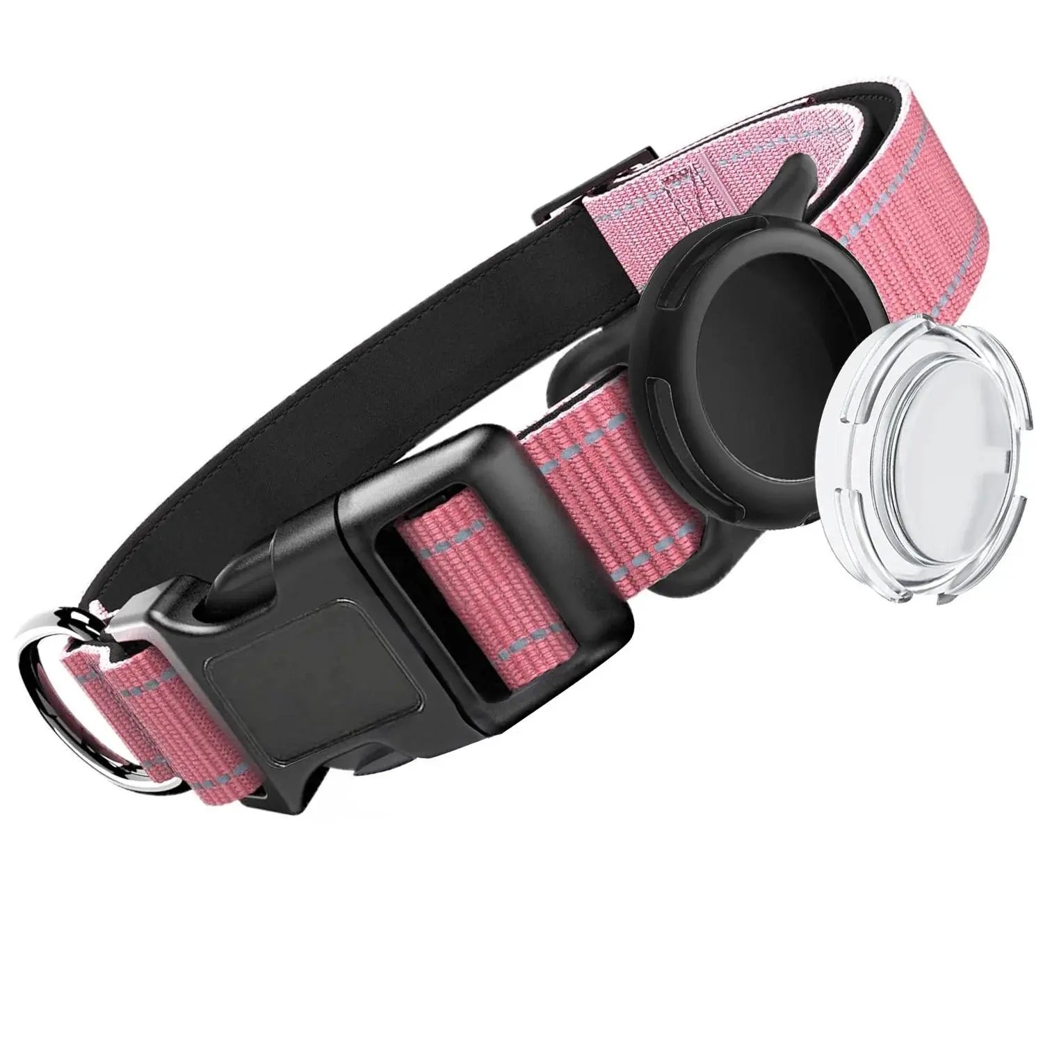 Premium Waterproof Dog Collar with Airtag Compatibility, Reflective Soft Padding, and Adjustable Safety Case for Large Breeds