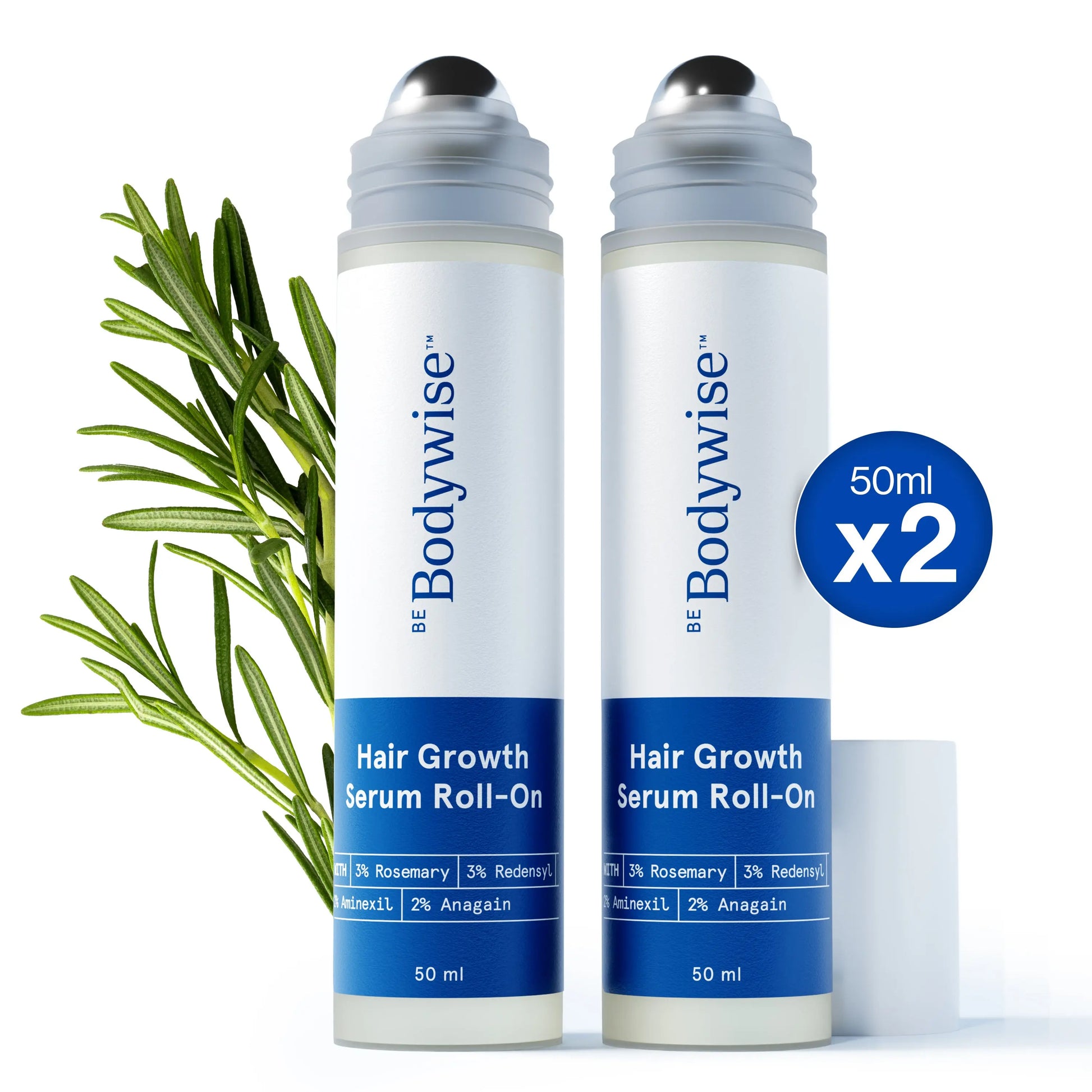Be Bodywise Advanced Hair Density Roll-On Serum 25 ml | Formulated with 5% Saw Palmetto, 3% Rosemary, 1% Caffeine Herbasome, and 3% Fenugreek | Scalp Treatment for Hair Fall Reduction | Unisex Formula