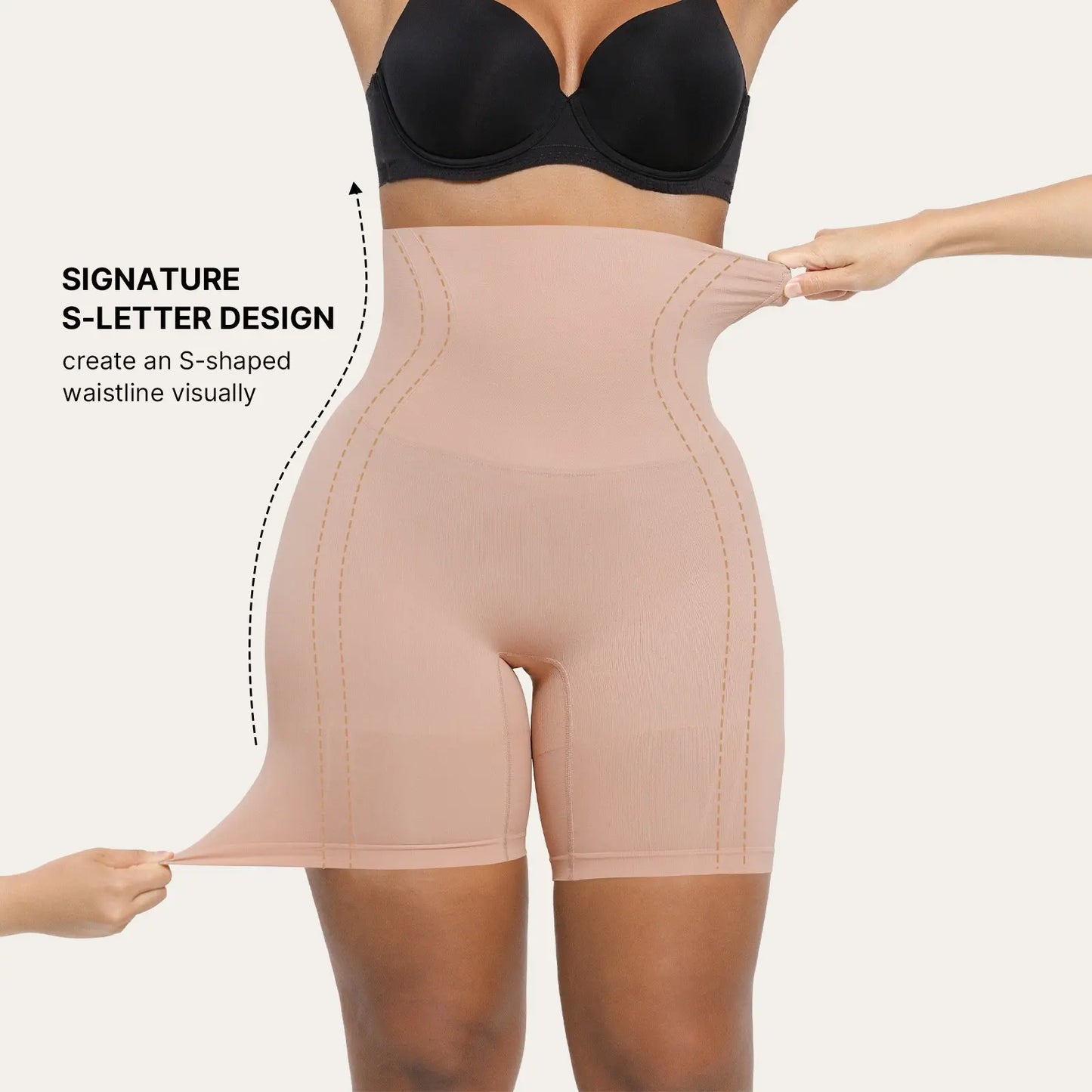 Shapellx Women's High-Waisted Seamless Sculpting Shorts with Tummy Control and Thigh Slimming Features