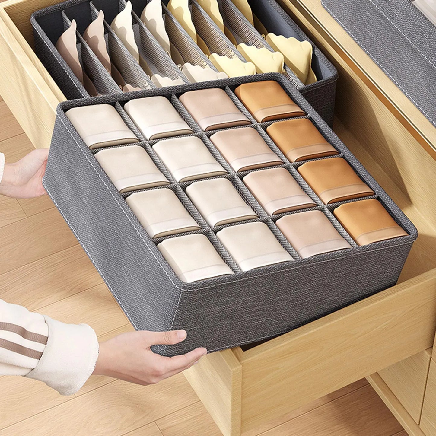 Socks and Underwear Storage Organizer Box with Multi-Grid Design for Optimal Clothing Organization